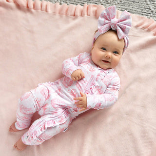 Gigi and Max - Juniper RUFFLE ZIP Easter Floral Bamboo 1-Piece Baby Outfit
