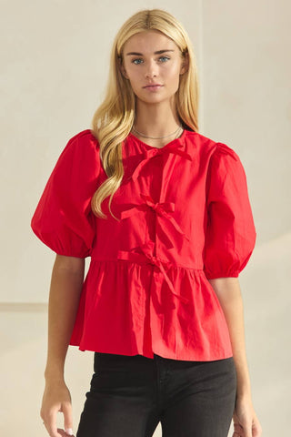 Aldi Peplum Bow Top- Red