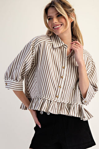 The Amelia Striped Peplum Blouse