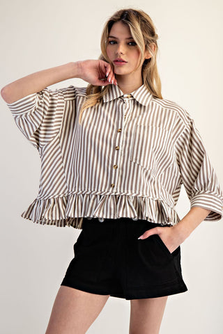 The Amelia Striped Peplum Blouse