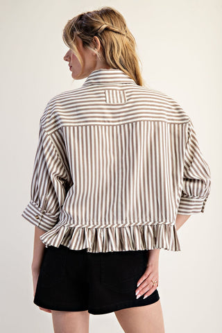 The Amelia Striped Peplum Blouse
