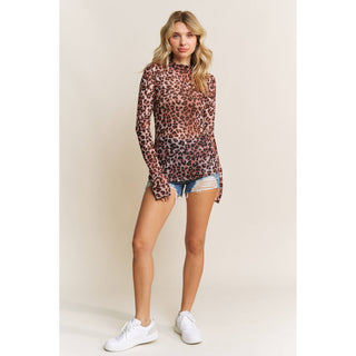 Lori Leopard Mesh Fitted Top