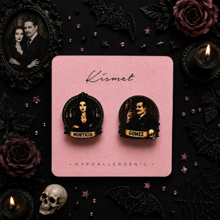 Morticia and Gomez Portrait Stud Earrings
