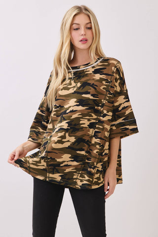 The Relaxed Camo Stitch Detail Top