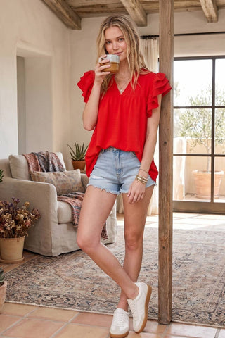 The Classic -RUFFLE SLEEVE BLOUSE