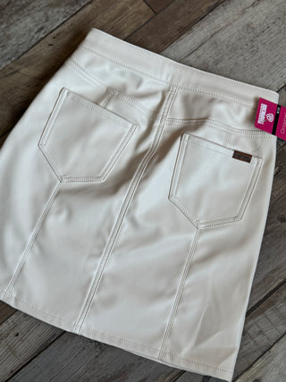 Faux Leather & Studded Mini Skirt- Ivory
