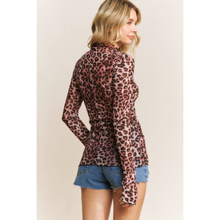 Lori Leopard Mesh Fitted Top