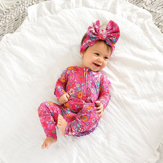 Gigi and Max - Posie RUFFLE ZIP Bamboo One Piece Floral Baby Outfit