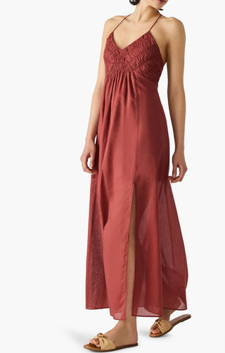 Brianna Side Slit Sleeveless Cotton Maxi Dress