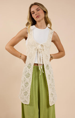 Fell For you Crochet Front Tie Cardigan