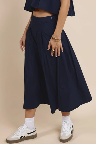 Ocean Calls Pleated Midi Skirt