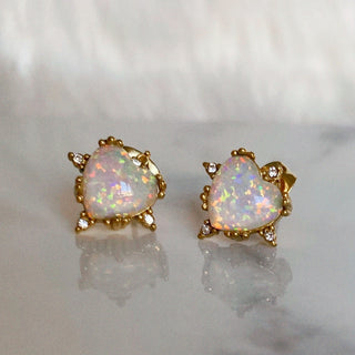 Cosette Opal Heart Studs