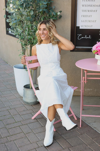 Sundream Eyelet Drawstring Maxi Skirt