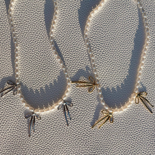 Pearl Bow Collar Necklace