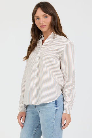 Lolita Shirt- Khaki Stripe