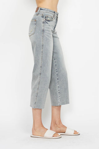 Mid Rise Tummy Control Cropped Wide Leg