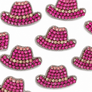 Diva Crystal Cowgirl Hat Hand Made Embellished Beaded Stud Earrings