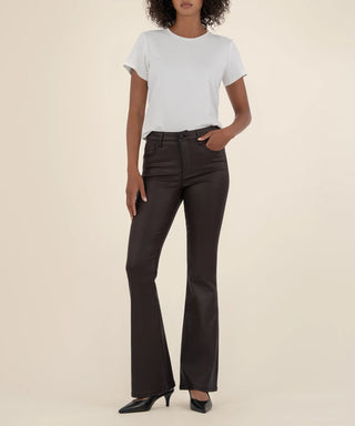 Ana High Rise Flare- Coated Chocolate