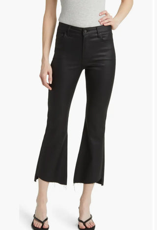Coated Step Hem Cropped Bootcut Jeans