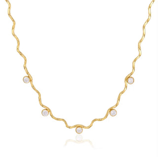 Wavy Chain and Crystal Necklace