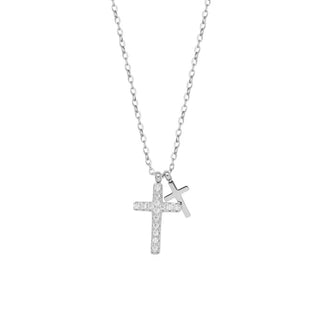 Angelic Dainty Double Charm Cross Necklace