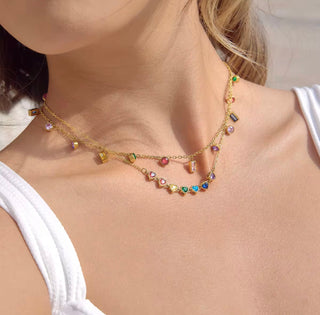 Joyful Rainbow Gemstone Shaker Necklace