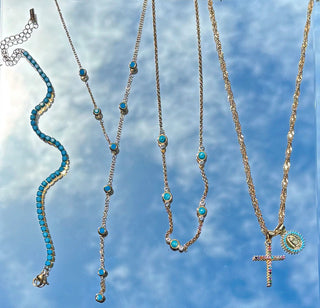 Falling Water Turquoise and Crystal Layering Necklace