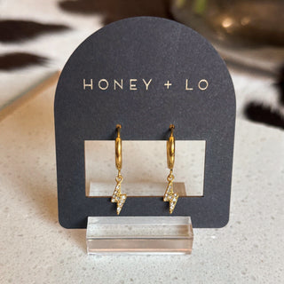 Lightning Bolt Pave Charm Huggies
