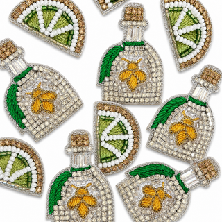 Tequila and Lime Hand Made Embellished Beaded Stud Earrings