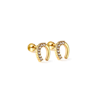 Lucky Horse Shoe CZ Studs