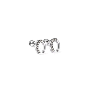 Lucky Horse Shoe CZ Studs