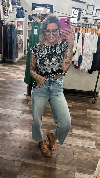 Gwen Raw Hem High Waist Crop Wide Leg Jeans KUT from the Kloth
