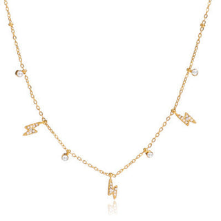 Dainty Crystal Lightning Bolt Shaker Necklace