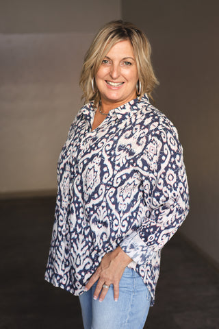 Lolita Button Down Boyfriend Top- Paisley