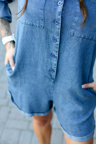 It's Pouring Denim Romper