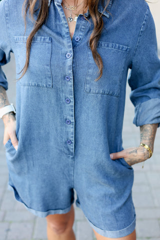 It's Pouring Denim Romper