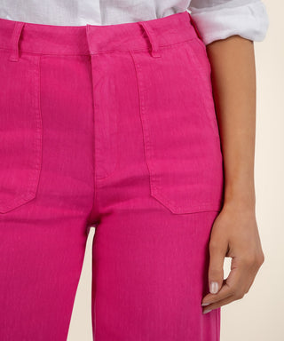 Topaz Linen Wide Leg- Fuschsia