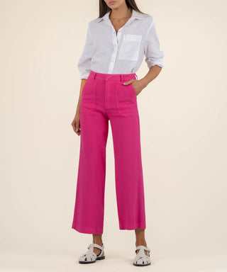 Topaz Linen Wide Leg- Fuschsia