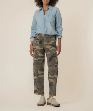 Kut from the Kloth-Ashton High Rise Wide Leg Barrel, Exclusive in Olive