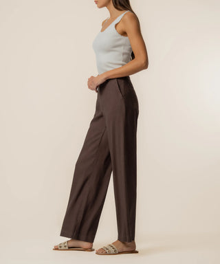 Linen Meg High Rise Wide Straight Leg