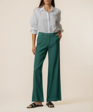 Linen Meg High Rise Wide Straight Leg