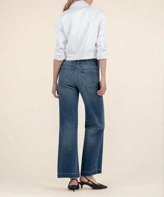 Rumi Cropped Trucker Jacket- White