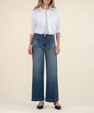 Rumi Cropped Trucker Jacket- White