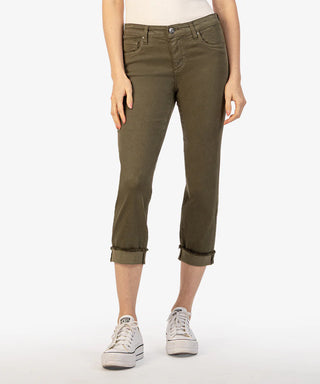 Amy Crop Straight Leg Roll Up Fray Hem- Tree