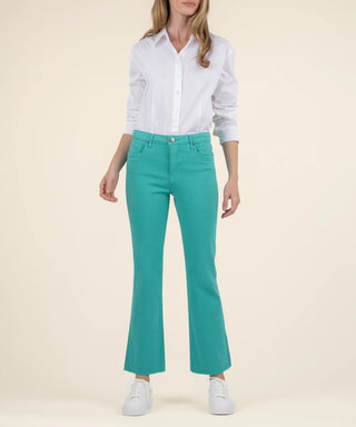 Kelsey High Rise Ankle Flare-Turquoise