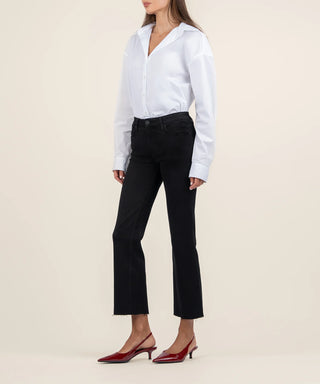 Kelsey Mid Rise Ankle Flare-Black