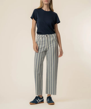 Gwen Stripe Twill High Rise Wide Straight Leg
