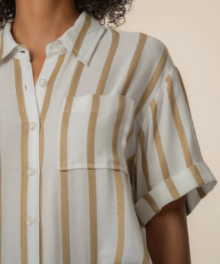 Kut From The Kloth- Aida Stripe Top in Golden/Off White