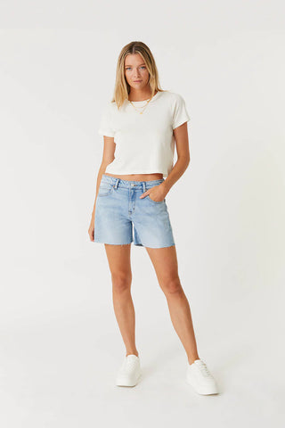 Cooper Raw Hem Shorts- Sunbleach Blue