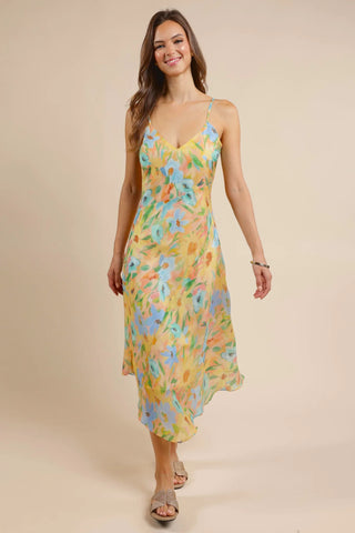 Daisy Chain Asymmetric Hem Slip Dress